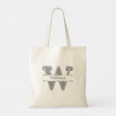 Gepersonaliseerde W Initiaal Silver Monogram Jouw  Tote Bag (Achterkant)