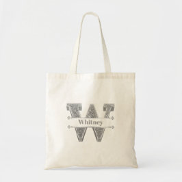 Gepersonaliseerde W Initiaal Silver Monogram Jouw  Tote Bag