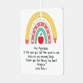 Gepersonaliseerde waardering voor leerkracht metalen ornament (Voorkant links)