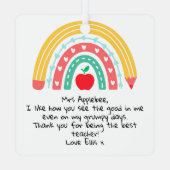 Gepersonaliseerde waardering voor leerkracht metalen ornament (Achterkant)