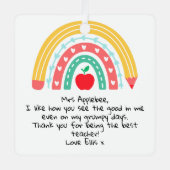 Gepersonaliseerde waardering voor leerkracht metalen ornament (Voorkant)