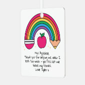 Gepersonaliseerde waardering voor leerkracht metalen ornament (Voorkant links)