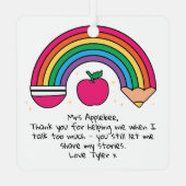 Gepersonaliseerde waardering voor leerkracht metalen ornament (Achterkant)