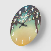 Gepersonaliseerde Wall Clock Beach Sunset Palm Tre Ronde Klok (Hoek)