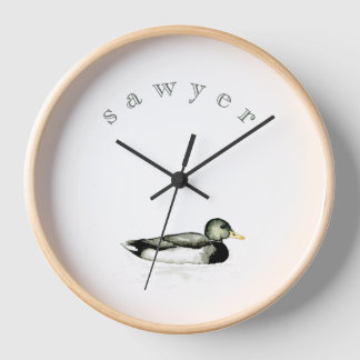 Gepersonaliseerde Wall Clock Boy's Mallard Duck