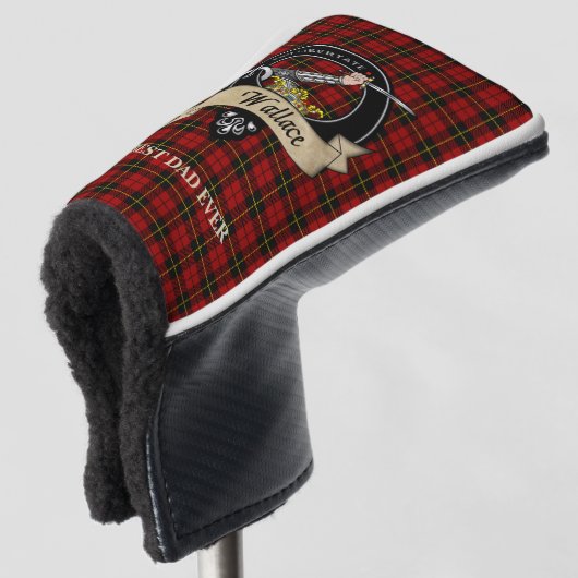 Gepersonaliseerde Wallace Clan Badge & Tartan Golfheadcover (3/4 voorkant)