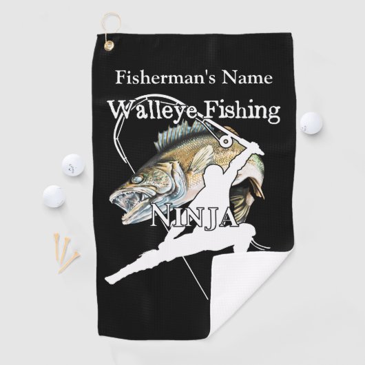 Gepersonaliseerde Walleye Gevist Ninja D Gevist ha Golfhanddoek (Insitu)