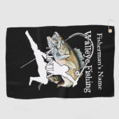 Gepersonaliseerde Walleye Gevist Ninja D Gevist ha Golfhanddoek (Horizontaal)