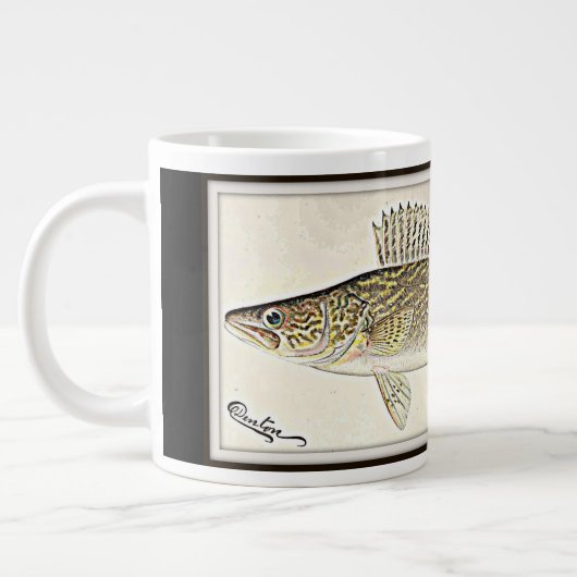 Gepersonaliseerde Walleye Pike Fish Grote Koffiekop (Links)