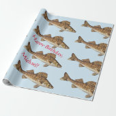 Gepersonaliseerde Walleye Pike Happy Birthday Cadeaupapier (Uitgerold)