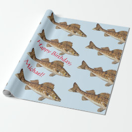Gepersonaliseerde Walleye Pike Happy Birthday Cadeaupapier