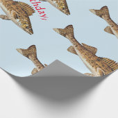 Gepersonaliseerde Walleye Pike Happy Birthday Cadeaupapier (Hoek)