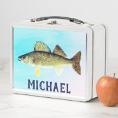 Gepersonaliseerde Walleye Pike op blauw (In situ)