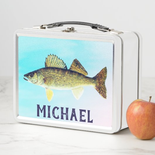 Gepersonaliseerde Walleye Pike op blauw (In situ)