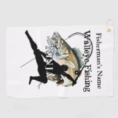 Gepersonaliseerde Walleye Vist Ninja 2 Gevist hand Golfhanddoek (Horizontaal)