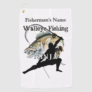 Gepersonaliseerde Walleye Vist Ninja 2 Gevist hand Golfhanddoek