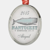 Gepersonaliseerde  walvis Nantucket MA Ornament (Links)