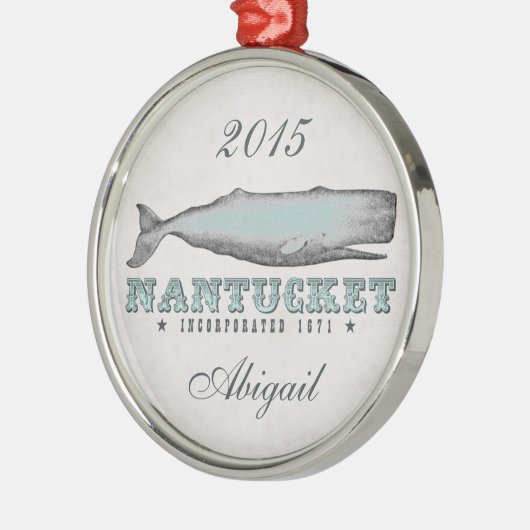 Gepersonaliseerde  walvis Nantucket MA Ornament (Links)