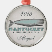 Gepersonaliseerde  walvis Nantucket MA Ornament (Voorkant)