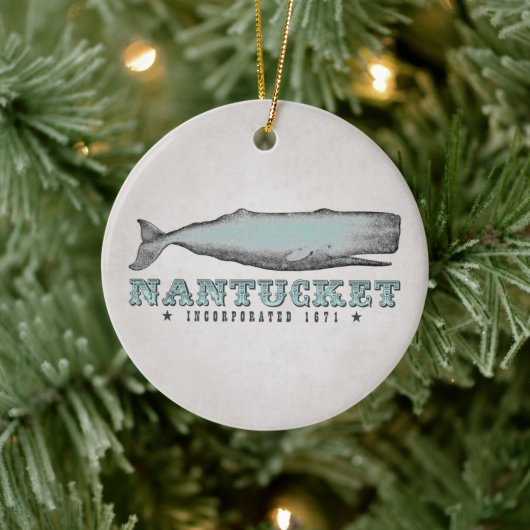 Gepersonaliseerde  walvis Nantucket Massachusetts Keramisch Ornament