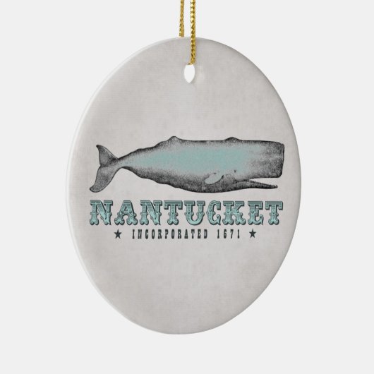 Gepersonaliseerde  walvis Nantucket Massachusetts Keramisch Ornament (Rechts)