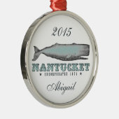 Gepersonaliseerde  walvis Nantucket Massachusetts Metalen Ornament (Rechts)