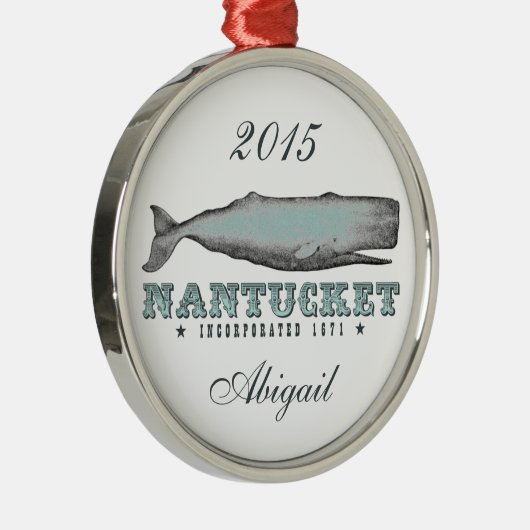 Gepersonaliseerde  walvis Nantucket Massachusetts Metalen Ornament (Rechts)
