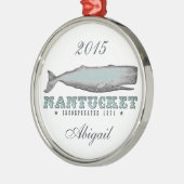 Gepersonaliseerde  walvis Nantucket Massachusetts Metalen Ornament (Links)