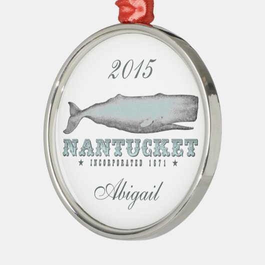 Gepersonaliseerde  walvis Nantucket Massachusetts Metalen Ornament (Links)