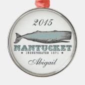 Gepersonaliseerde  walvis Nantucket Massachusetts Metalen Ornament (Voorkant)