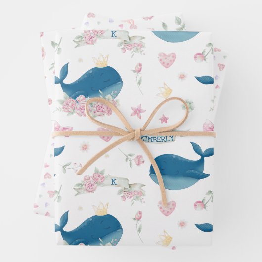 Gepersonaliseerde walvis Nautical Inpakpapier Vel (In situ)