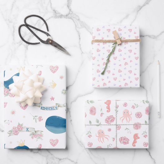 Gepersonaliseerde walvis Nautical Inpakpapier Vel (Voorkant)