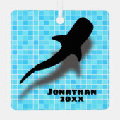 Gepersonaliseerde walvishaai in poolkerst metalen ornament (Achterkant)