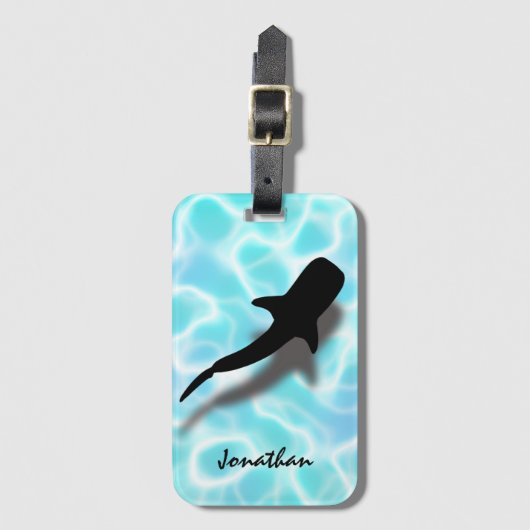 Gepersonaliseerde walvishaai met schaduwtropisch s bagagelabel (Voorkant (verticaal))