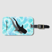 Gepersonaliseerde walvishaai met schaduwtropisch s bagagelabel (Voorkant (horizontaal))