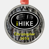 Gepersonaliseerde wandelen "iHIKE" Tree Bark Ornam Metalen Ornament (Voorkant)