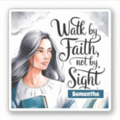 Gepersonaliseerde wandeling door het geloof Christ Sticker (Voorkant)