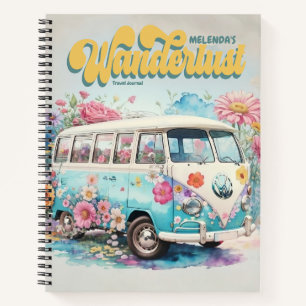 Gepersonaliseerde Wanderlust Retro Bus Reisjournaa Notitieboek