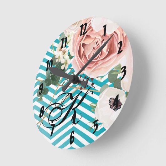 Gepersonaliseerde Wandklok Geometrisch Roos Chevro (Hoek)