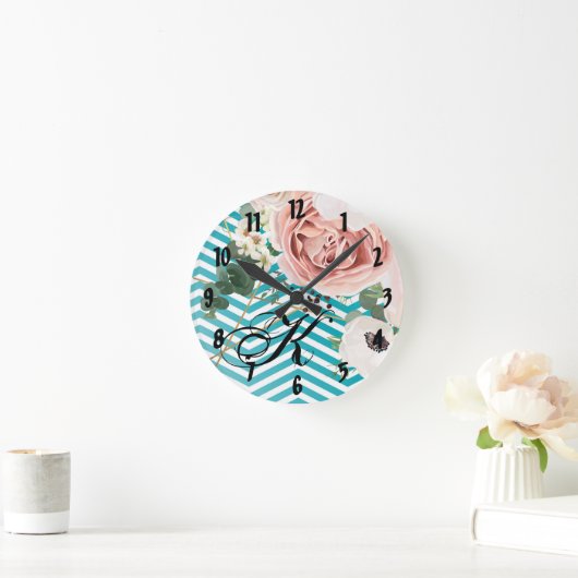 Gepersonaliseerde Wandklok Geometrisch Roos Chevro (Huis)