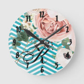 Gepersonaliseerde Wandklok Geometrisch Roos Chevro (Voorkant)