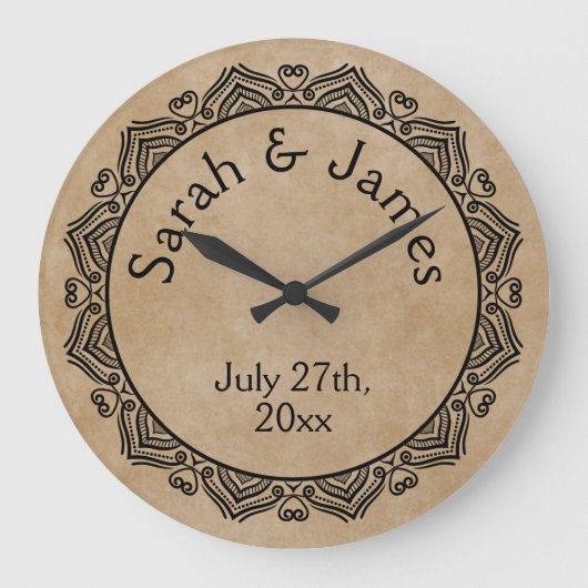 Gepersonaliseerde wandklok rond het ornamental Wed (Voorkant)