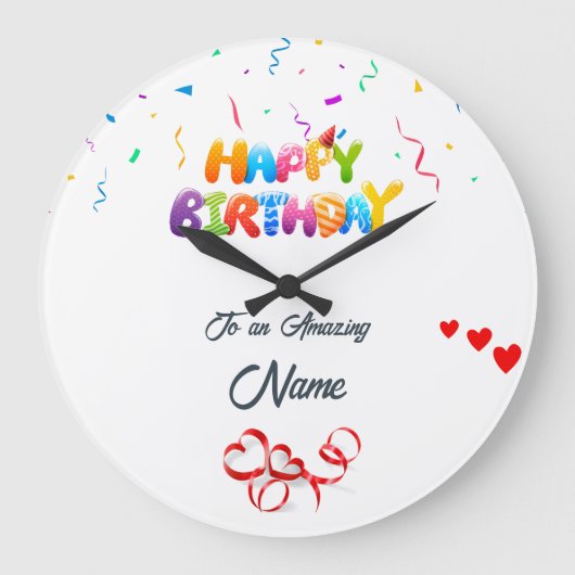 Gepersonaliseerde wandklok – Uniek verjaardagscade (Voorkant)