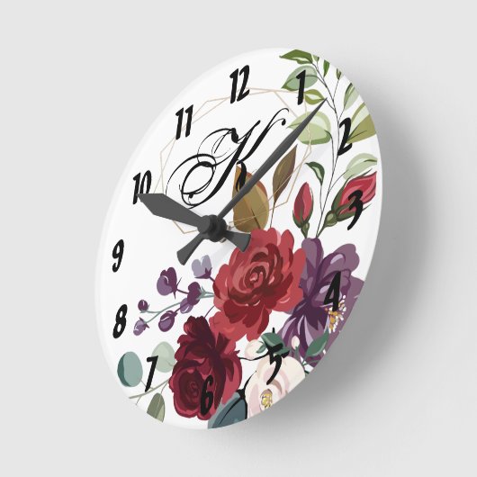 Gepersonaliseerde Wandklok Wit Rozen Goud Geometri (Hoek)