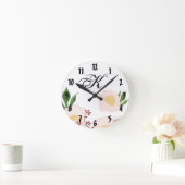 Gepersonaliseerde Wandklok Witte Bloemen op Wh (Huis)