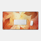 Gepersonaliseerde warme herfst Waterverf bladeren Bureaumat (Keyboard & Muis)
