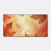 Gepersonaliseerde warme herfst Waterverf bladeren Bureaumat (Voorkant)