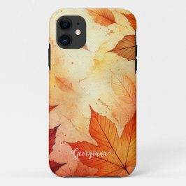Gepersonaliseerde warme herfst Waterverf bladeren Case-Mate iPhone Case
