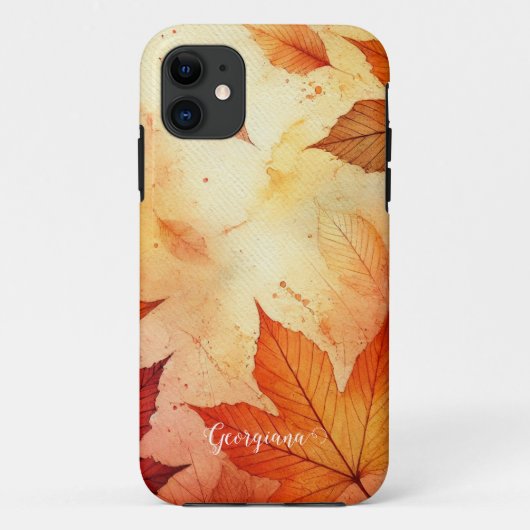 Gepersonaliseerde warme herfst Waterverf bladeren Case-Mate iPhone Case (Achterkant)
