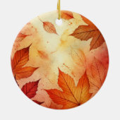 Gepersonaliseerde warme herfst Waterverf bladeren Keramisch Ornament (Achterkant)